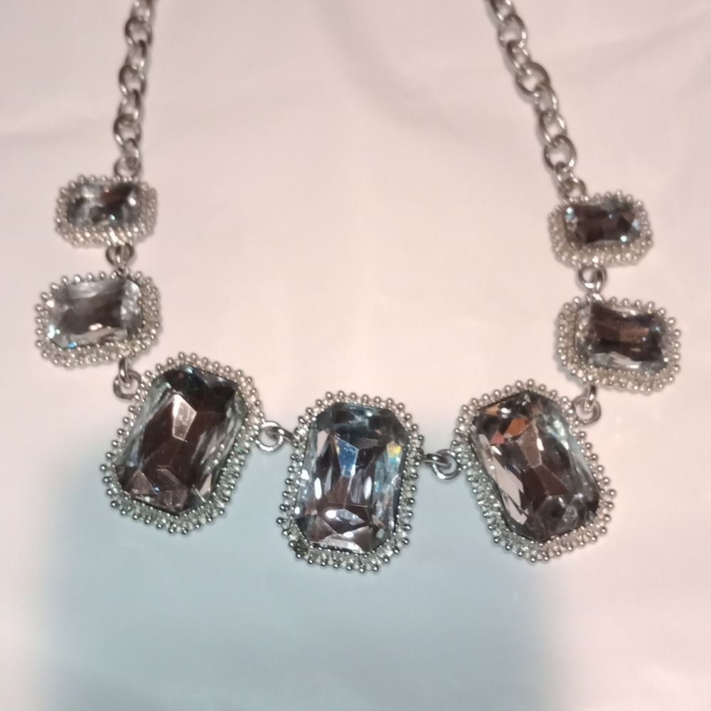 Traci Lynn Rectangle Rhinestone Statement Necklac… - image 1